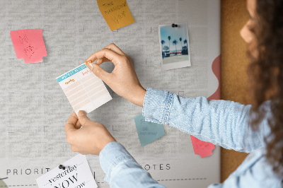 Tablica korkowa na ścianę Kolorowy planner miesięczny z abstrakcyjnymi kształtami