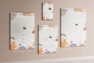 Tablica korkowa na ścianę Kolorowy planner miesięczny z abstrakcyjnymi kształtami