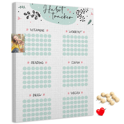 Tablica korkowa ozdobna Śledzenie nawyków w stylu minimalistycznym