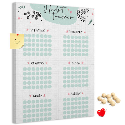 Tablica korkowa ozdobna Śledzenie nawyków w stylu minimalistycznym