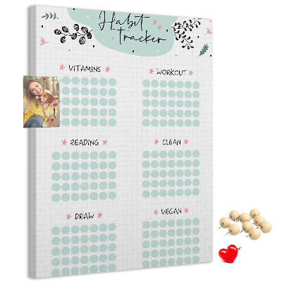 Tablica korkowa ozdobna Śledzenie nawyków w stylu minimalistycznym