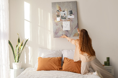 Korkowa tablica Delikatne liście w pastelowych odcieniach