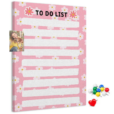 Tablica korkowa ozdobna Kwiatowy wzór na różowym tle