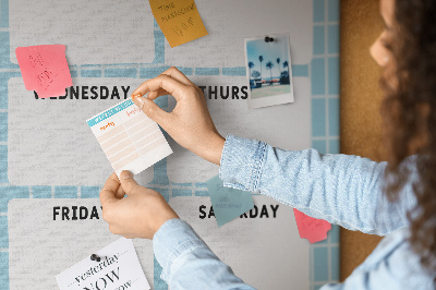Tablica korkowa na ścianę Planer tygodniowy z uroczym kotem