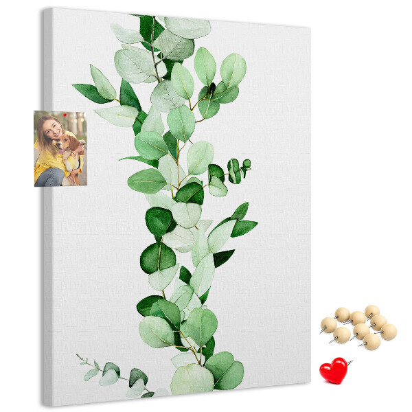 Tablica korkowa na ścianę Zielone liście na jasnym tle