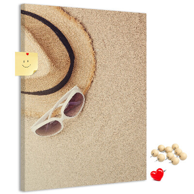 Tablica korkowa ozdobna Letnie akcesoria na plaży w piasku