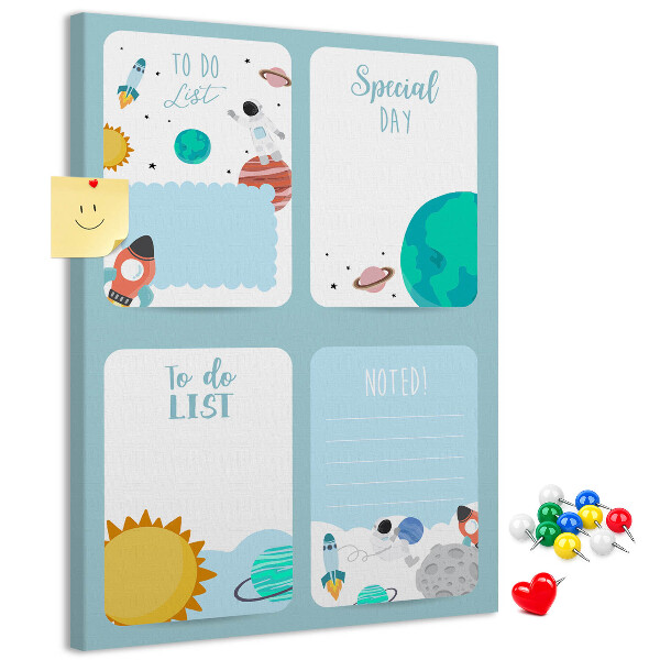 Tablica korkowa ozdobna Kosmiczny planner z motywem planetarnym