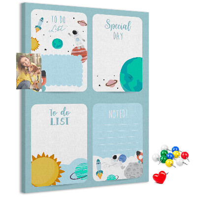 Tablica korkowa ozdobna Kosmiczny planner z motywem planetarnym
