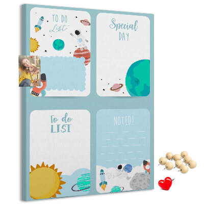 Tablica korkowa ozdobna Kosmiczny planner z motywem planetarnym