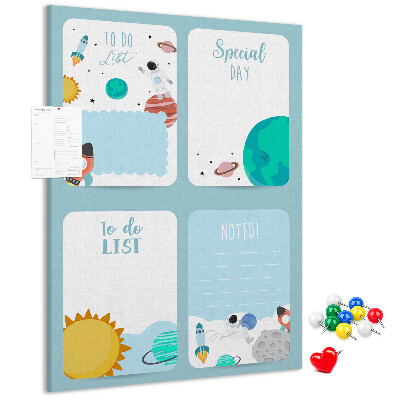 Tablica korkowa ozdobna Kosmiczny planner z motywem planetarnym