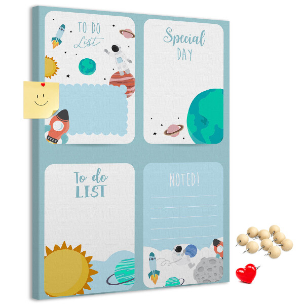 Tablica korkowa ozdobna Kosmiczny planner z motywem planetarnym