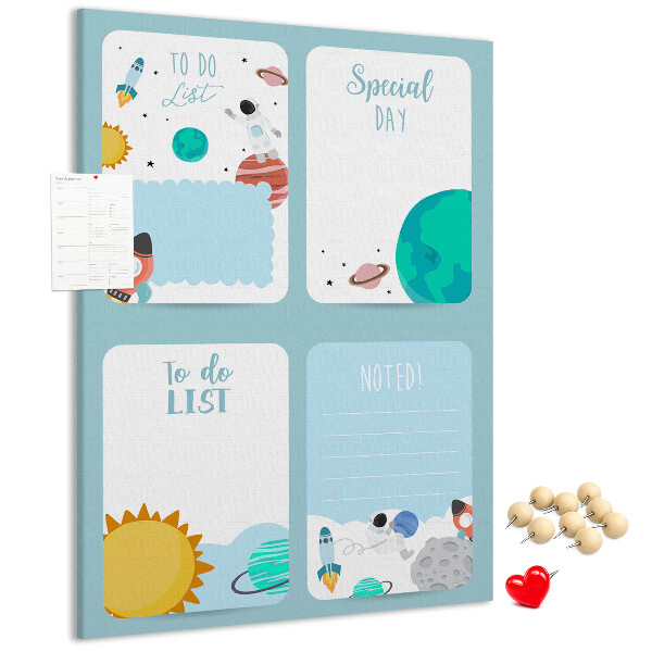 Tablica korkowa ozdobna Kosmiczny planner z motywem planetarnym