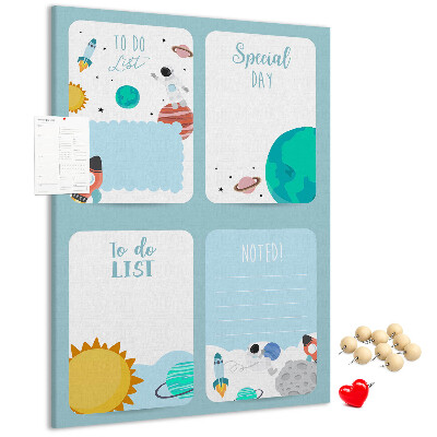 Tablica korkowa ozdobna Kosmiczny planner z motywem planetarnym