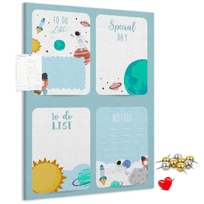 Tablica korkowa ozdobna Kosmiczny planner z motywem planetarnym