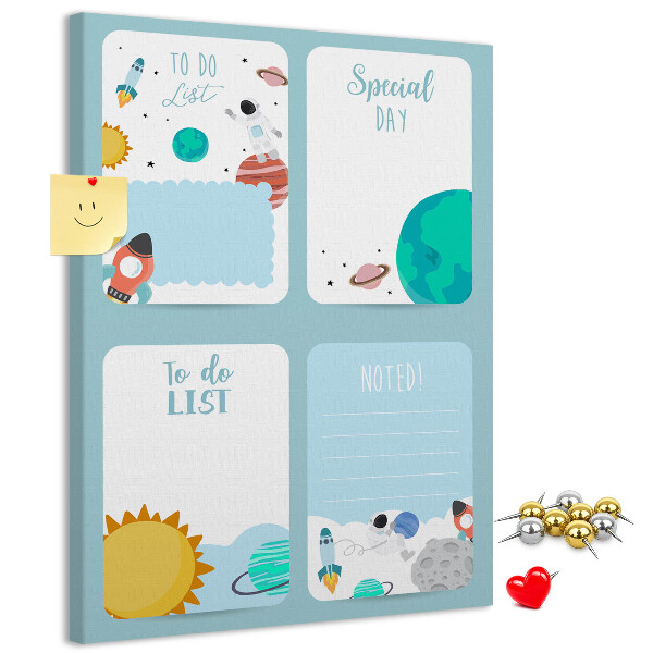 Tablica korkowa ozdobna Kosmiczny planner z motywem planetarnym