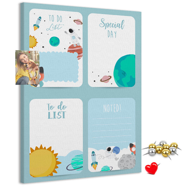 Tablica korkowa ozdobna Kosmiczny planner z motywem planetarnym