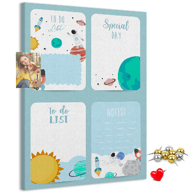 Tablica korkowa ozdobna Kosmiczny planner z motywem planetarnym