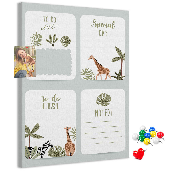 Korkowa tablica Motyw dżungli z egzotycznymi zwierzętami