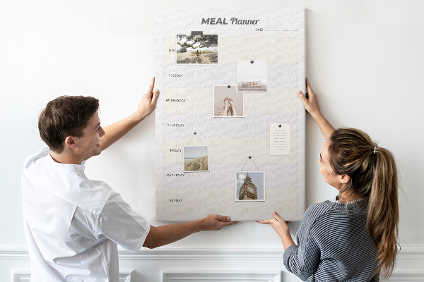 Tablica korkowa na ścianę Planer posiłków na cały tydzień