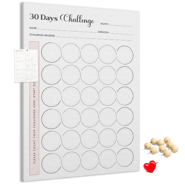 Korkowa tablica Plan 30-dniowego wyzwania z okręgami