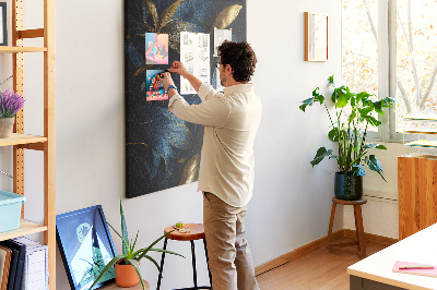 Tablica korkowa ozdobna Złote liście na ciemnym tle