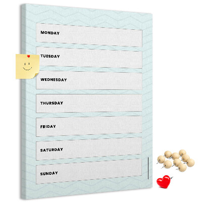 Korkowa tablica Plan tygodnia w geometrycznym wzorze