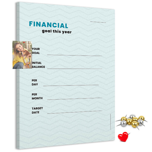 Korkowa tablica Motyw do planowania celów finansowych