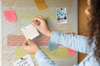 Tablica korkowa na ścianę Kolorowy tygodniowy plan posiłków dla rodziny