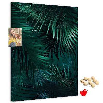 Tablica korkowa na ścianę Tropikalne liście w głębokich odcieniach zieleni