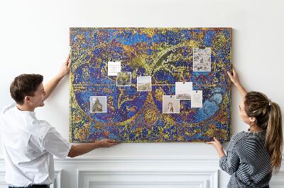 Tablica korkowa ozdobna Starożytna mapa świata w bogatej kolorystyce