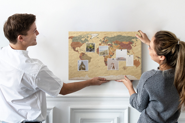 Tablica korkowa ozdobna Starożytna mapa świata w stonowanych kolorach