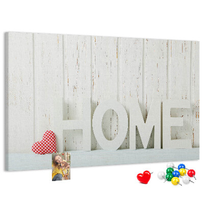 Tablica korkowa Stylowy napis HOME na białym tle