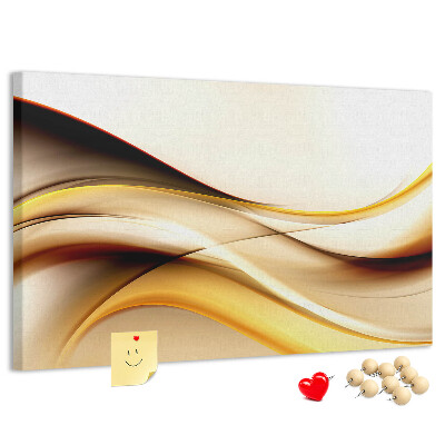 Tablica korkowa ozdobna Złote fale na neutralnym tle