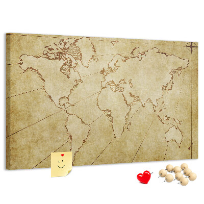 Tablica korkowa ozdobna Starożytna mapa świata z kontynentami