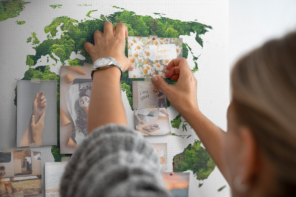Tablica korkowa z nadrukiem Zielona mapa świata z roślinnością