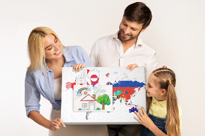 Tablica korkowa z nadrukiem Mapa świata z flagami państw