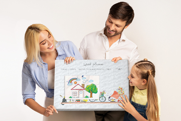 Tablica korkowa ozdobna Kolorowy planner tygodniowy z motywami biurowymi