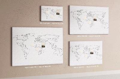 Tablica korkowa z nadrukiem Mapa świata do kolorowania i oznaczania