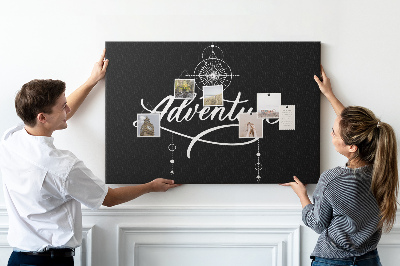 Tablica korkowa z nadrukiem Podróż w nieznane z kompasem i gwiazdami