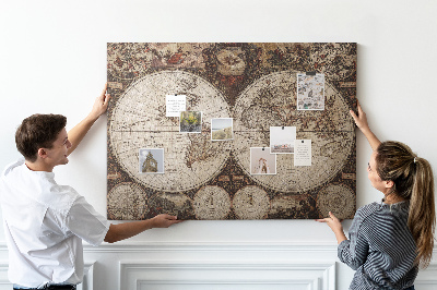 Tablica korkowa z nadrukiem Starożytna mapa świata z detalami geograficznymi