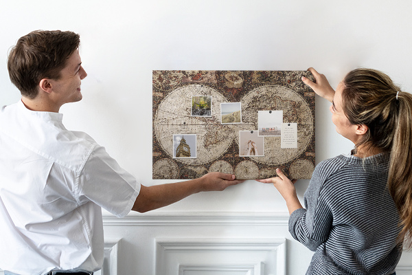 Tablica korkowa z nadrukiem Starożytna mapa świata z detalami geograficznymi