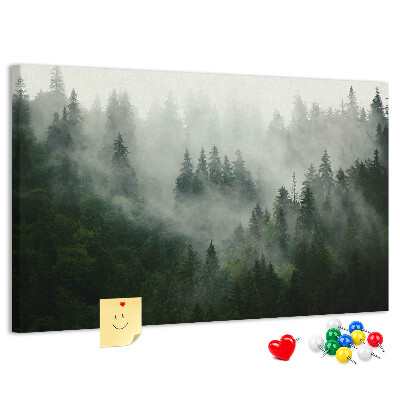 Tablica korkowa Zamglony las w tajemniczej atmosferze.