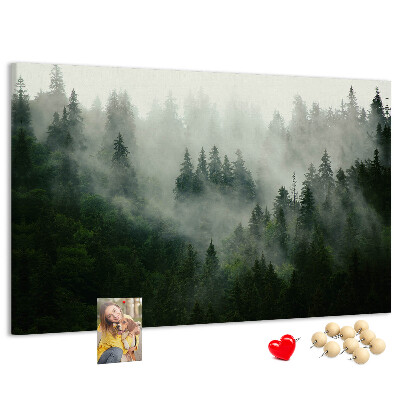 Tablica korkowa Zamglony las w tajemniczej atmosferze.