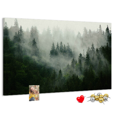 Tablica korkowa Zamglony las w tajemniczej atmosferze.