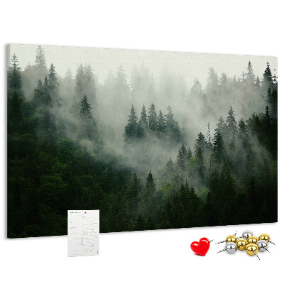 Tablica korkowa Zamglony las w tajemniczej atmosferze.