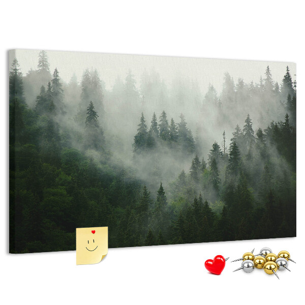 Tablica korkowa Zamglony las w tajemniczej atmosferze.
