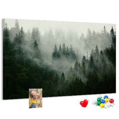 Tablica korkowa Zamglony las w tajemniczej atmosferze.