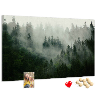 Tablica korkowa Zamglony las w tajemniczej atmosferze.