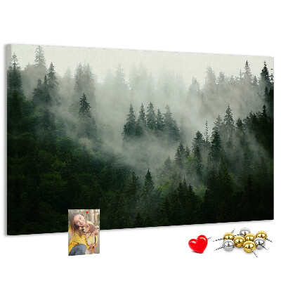 Tablica korkowa Zamglony las w tajemniczej atmosferze.