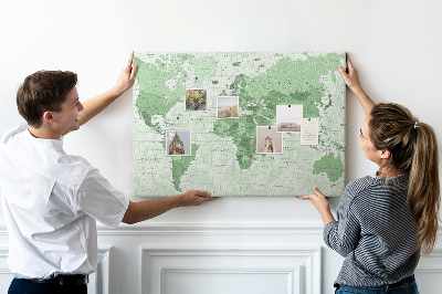 Tablica korkowa z nadrukiem Zielona mapa świata z kontynentami
